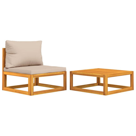 Vidaxl Sofás De Jardín 2 Pzas Con Cojines Madera Maciza Acacia_0