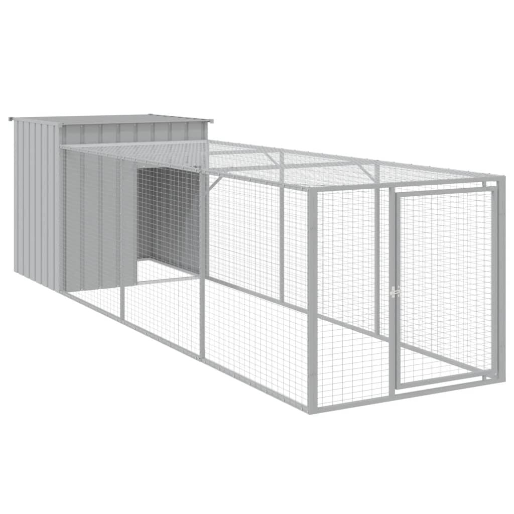Vidaxl Gallinero Con Corral Acero Galvanizado Gris Claro 110x405x110cm_0