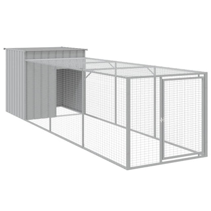 Vidaxl Gallinero Con Corral Acero Galvanizado Gris Claro 110x405x110cm_0