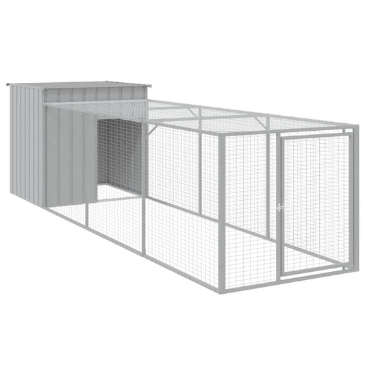 Vidaxl Gallinero Con Corral Acero Galvanizado Gris Claro 110x405x110cm_0