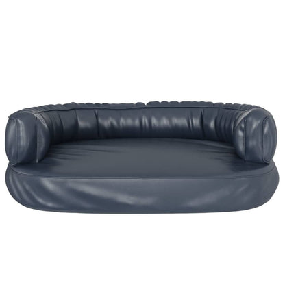 Vidaxl Cama Para Perros De Espuma Cuero Sintético Azul Oscuro 60x42 Cm_3