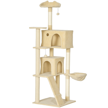 Pawhut Árbol Rascador Para Gatos 180 Cm Con Múltiples Plataformas Beige_0