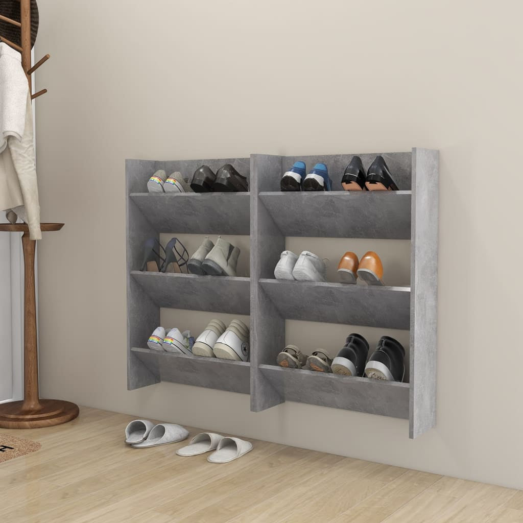 Vidaxl Zapateros De Pared 2 Uds Contrachapada Gris Hormigón 60x18x90cm_1