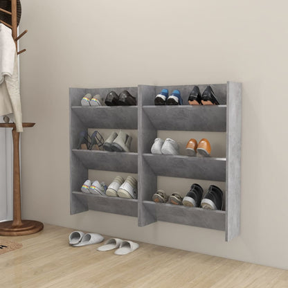 Vidaxl Zapateros De Pared 2 Uds Contrachapada Gris Hormigón 60x18x90cm_1