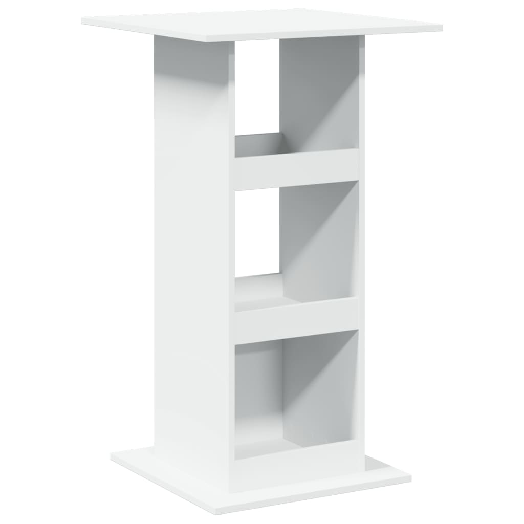 Mesa Bar Con Almacenaje Madera Ingeniería Blanca 60x60x102 Cm_0