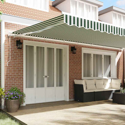 Toldo Retráctil Verde Y Blanco 600 X 300 Cm Tela Y Aluminio_2