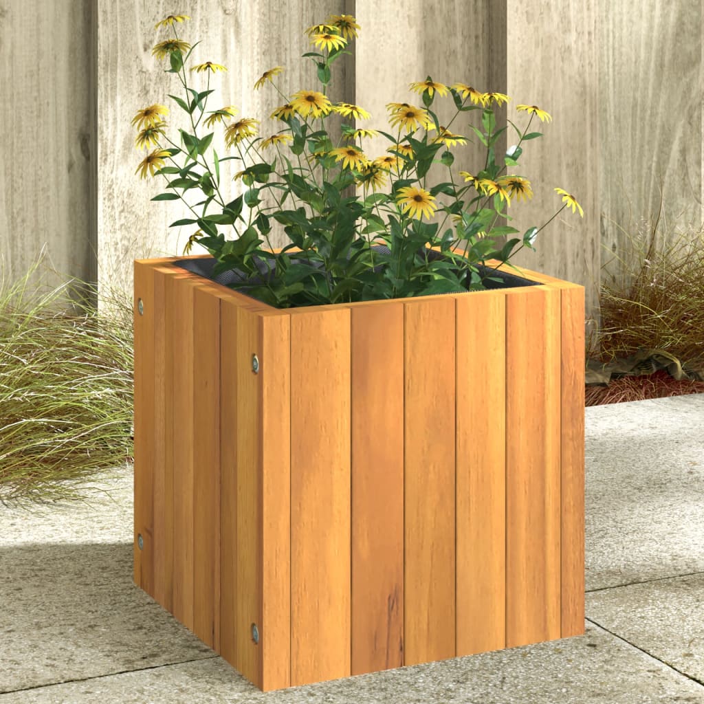 Jardinera De Madera Maciza De Acacia 25x25x25 Cm_1