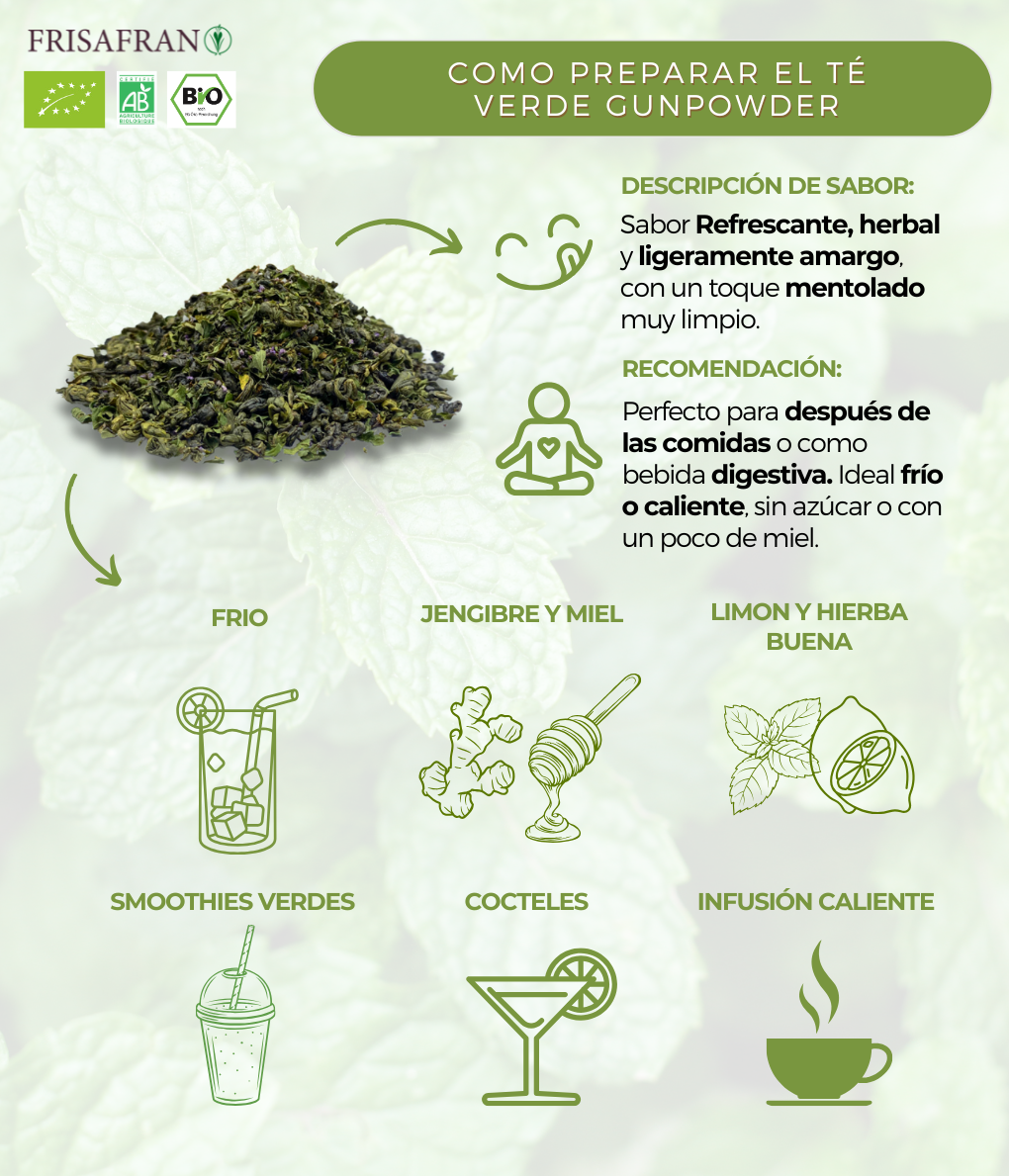Té Verde Gunpowder Menta Ecológico Granel - Calidad Y Sabor | Frisafran 100 G_4
