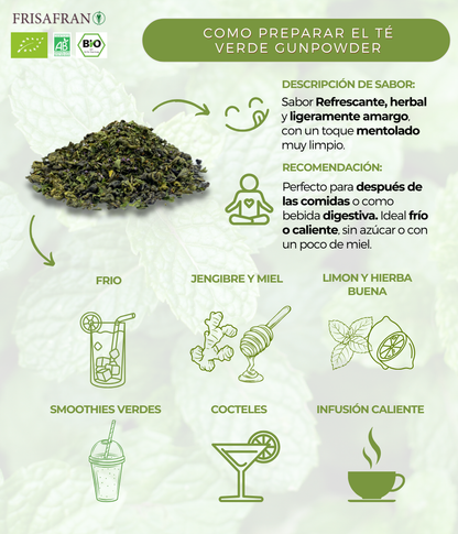 Té Verde Gunpowder Menta Ecológico Granel - Calidad Y Sabor | Frisafran 100 G_4