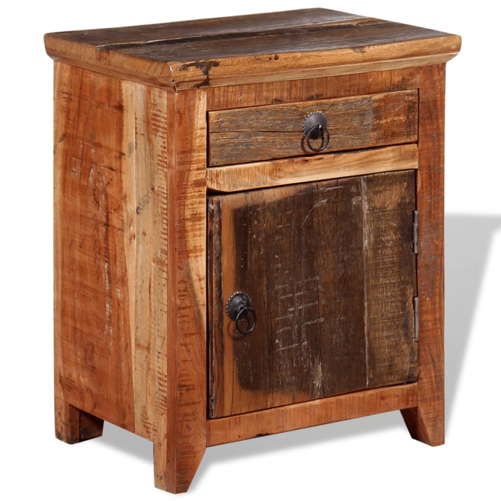 Mesita De Noche De Madera Acacia Maciza Reciclada_1