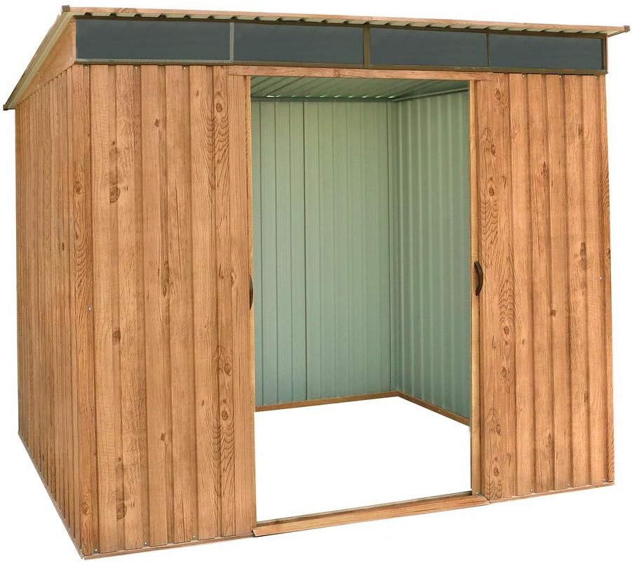 Duramax - Caseta Jardín - Top Shed Pentroof 8x6 - Metal - Color Imitación Madera_3