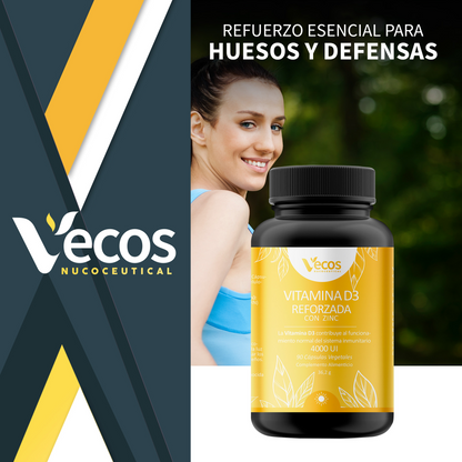 Vitamina D3 4000 Ui Con Zinc Vecos 90 Cápsulas | Defensas Activas Y Refuerzo Del Sistema Inmune_1