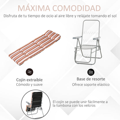 Outsunny Pack De 2 Tumbonas Plegables Tumbonas De Jardín Exterior Con Cojín Acolchado_4
