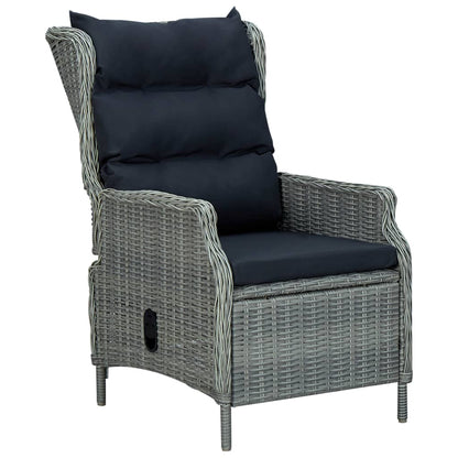 Vidaxl Sillón Reclinable De Jardín Con Reposapiés Ratán Pe Gris Claro_3