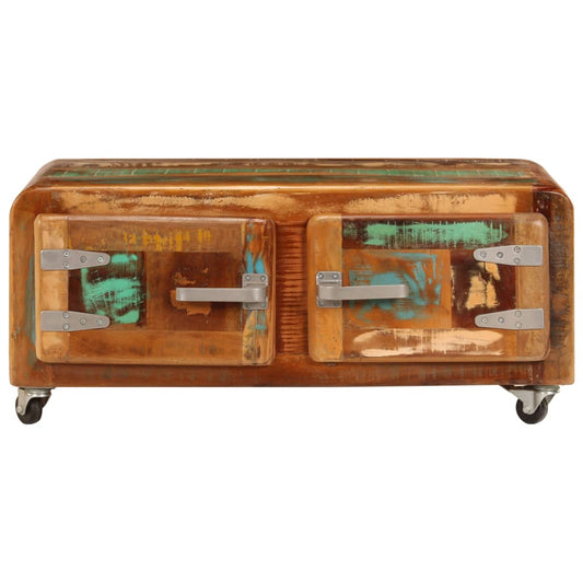 Mesa De Centro Madera Maciza Reciclada 85x55x40 Cm_0