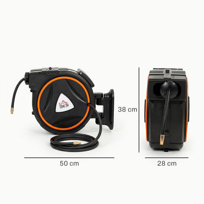 Homcom Carrete De Manguera De Aire Comprimido Automático De 20 M+2 M Negro_2