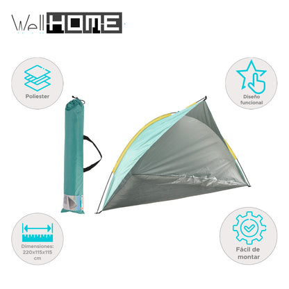 Well Home Refugio - Tienda De Playa En Poliéster 220x115x115cm Color Verde_1
