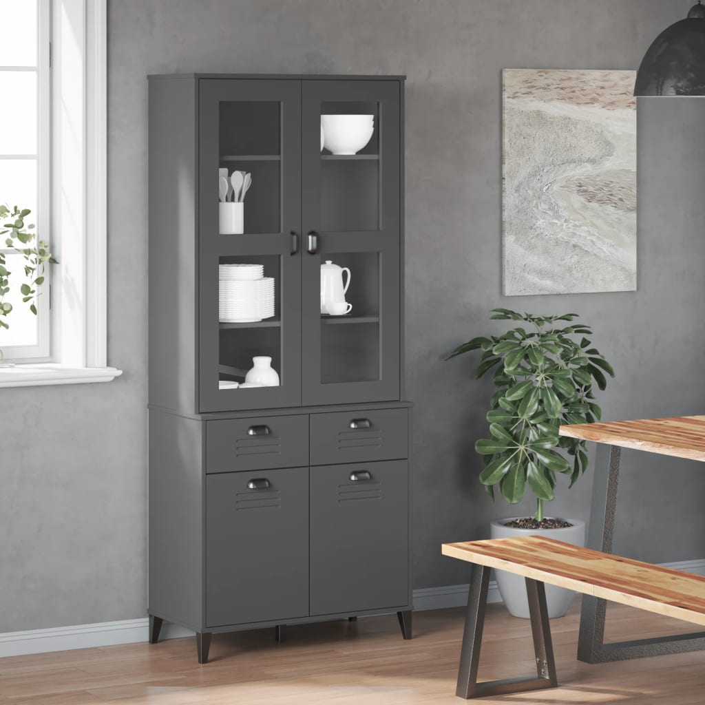 Aparador Alto Viken Madera De Pino Gris Antracita 80x40x190 Cm / Vetonek_5
