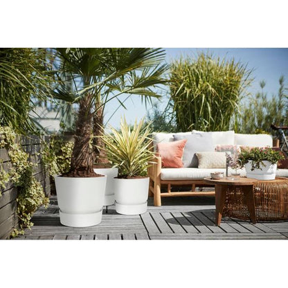 Macetero con plato integrado Greenville Elho Blanco 25 cm