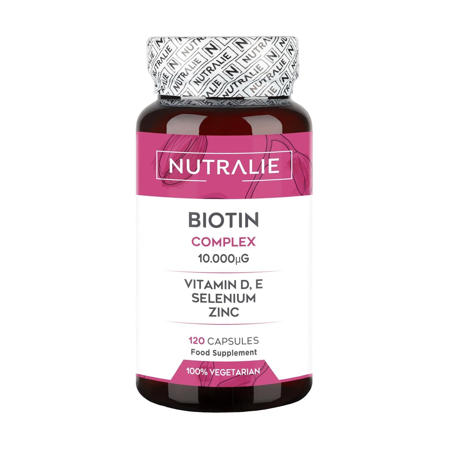 Nutralie Biotina complex 10000 mcg pelo, piel, uñas, 120 cápsulas