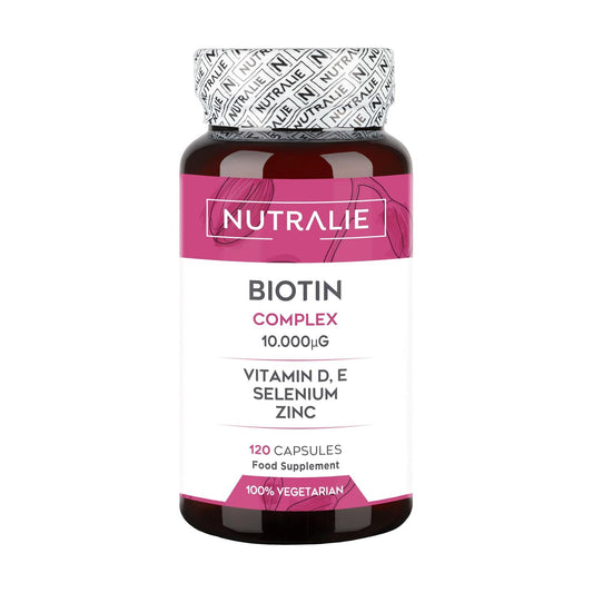 Nutralie Biotina complex 10000 mcg pelo, piel, uñas, 120 cápsulas