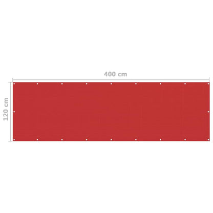Vidaxl Toldo Para Balcón Hdpe Rojo 120x400 Cm_2