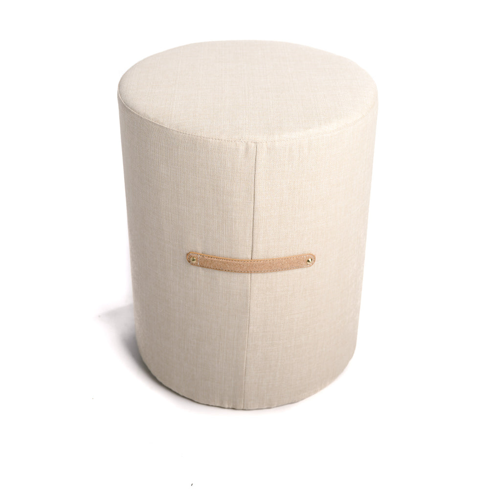 Grand Pouf, Bout De Canapé Taburete Salón Tela Beige Mango Efecto Cuero Escandinavo 40x40x50cm- Muebles De Salón_0