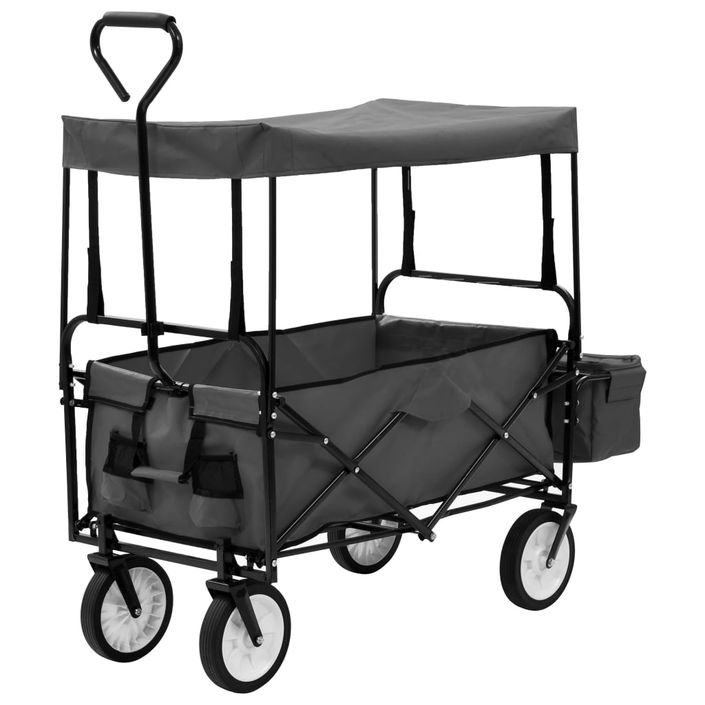 Carrito De Mano Plegable Con Capota Acero Gris_1