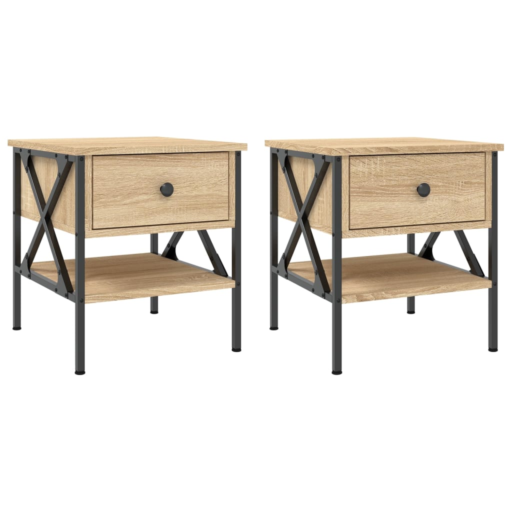 Mesitas Noche 2 Uds Madera Ingeniería Roble Sonoma 40x42x45 Cm_0