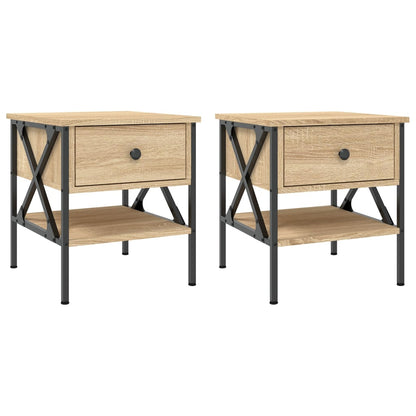 Mesitas Noche 2 Uds Madera Ingeniería Roble Sonoma 40x42x45 Cm_0