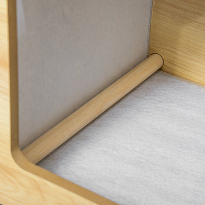 Pawhut Caseta De Madera Para Interior Con Comedero 2 Cuencos Y Cojín 62x40x54cm_4