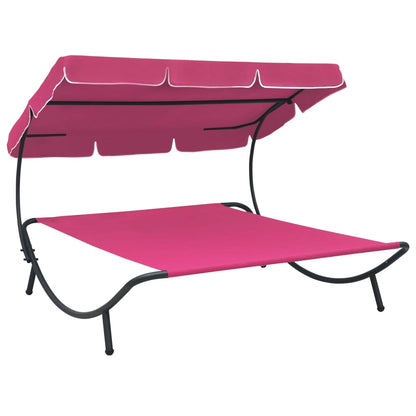 Tumbona Sofá De Jardín Con Toldo Rosa_0
