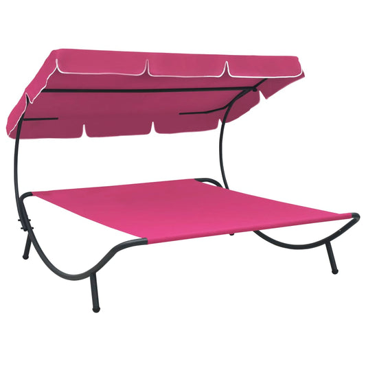 Tumbona Sofá De Jardín Con Toldo Rosa_0