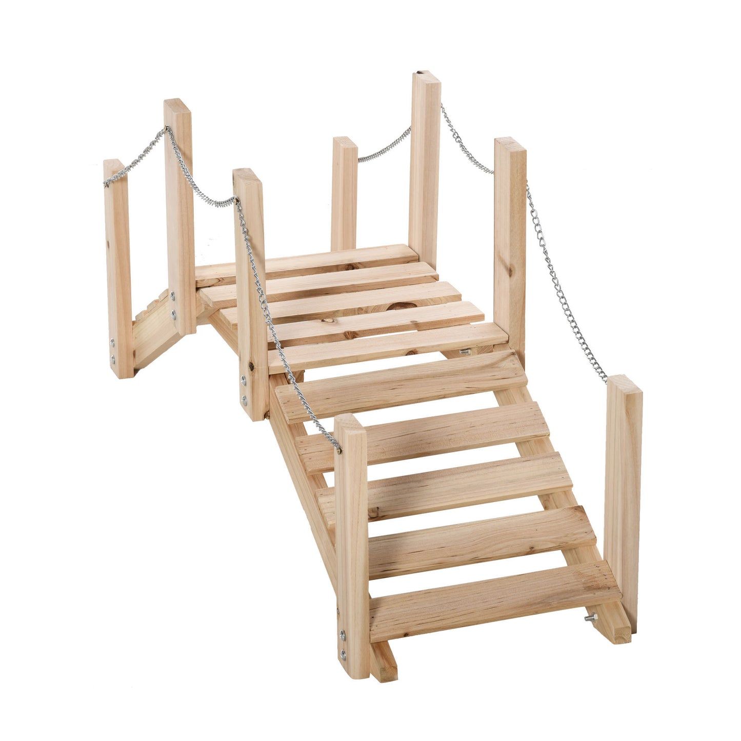 Outsunny Puente De Jardín De Madera Con Pasamanos 100x32x48 Cm Madera Natural_0