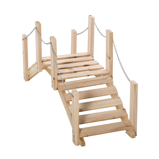 Outsunny Puente De Jardín De Madera Con Pasamanos 100x32x48 Cm Madera Natural_0