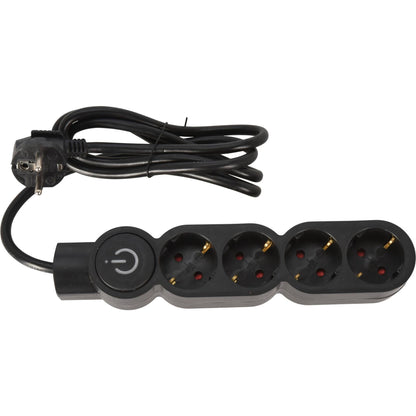 Well Home Regleta De 4 Vías Color Negro Con Protección Para Niños, Con Interruptor Encendido/apagado , Cable 140cm_0