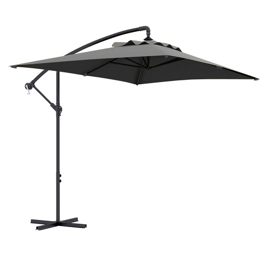 Outsunny Parasol Excéntrico 294x193 Cm Con Base Cruzada Impermeable Gris Oscuro_0