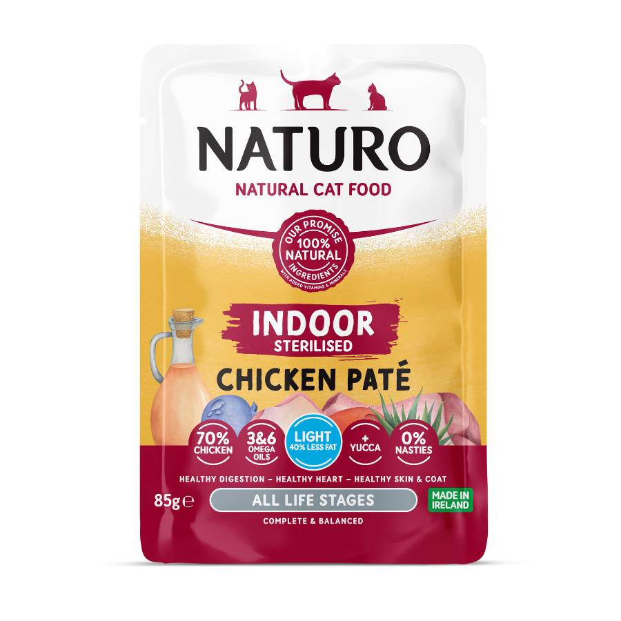 12 Sobres De Comida Para Gato Esterilizado Naturo En Pate De Pollo 12x85g_0