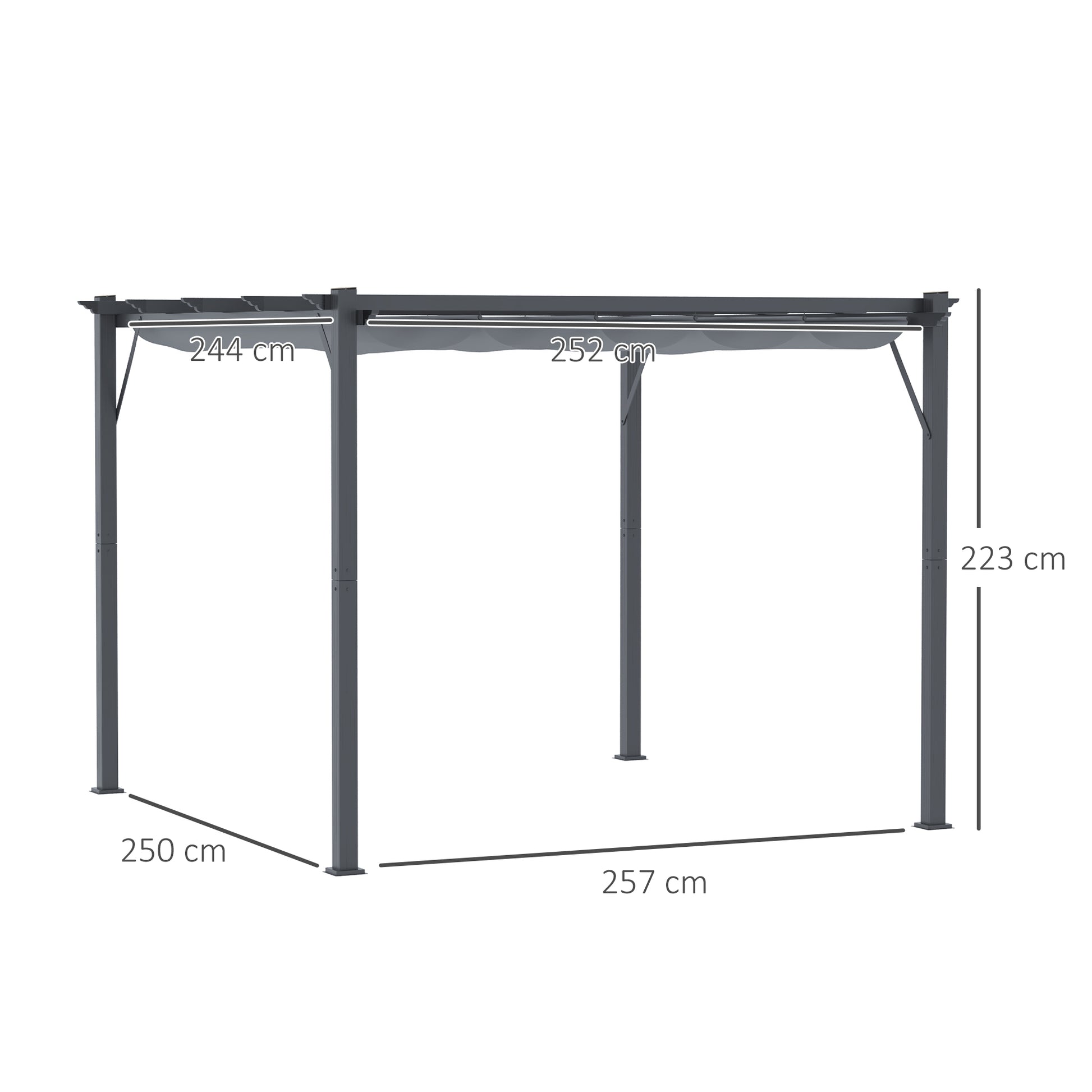 Outsunny Pérgola De Aluminio 3x3 M Con Techo Retráctil Resistente Al Agua Gris_2