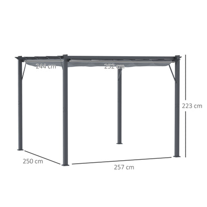 Outsunny Pérgola De Aluminio 3x3 M Con Techo Retráctil Resistente Al Agua Gris_2