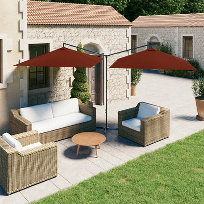 Vidaxl Sombrilla Doble De Jardín Con Palo De Acero Terracota 600x300cm_1