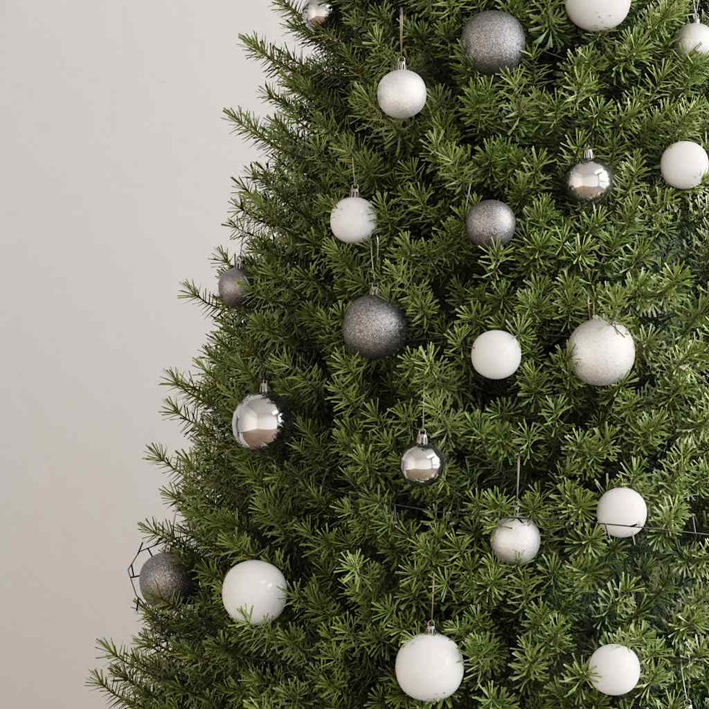 Vidaxl Set De Bolas De Navidad 61 Pzas Con Pico 150 Led Blanco Y Gris_3