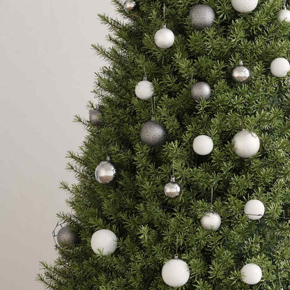 Vidaxl Set De Bolas De Navidad 61 Pzas Con Pico 150 Led Blanco Y Gris_3
