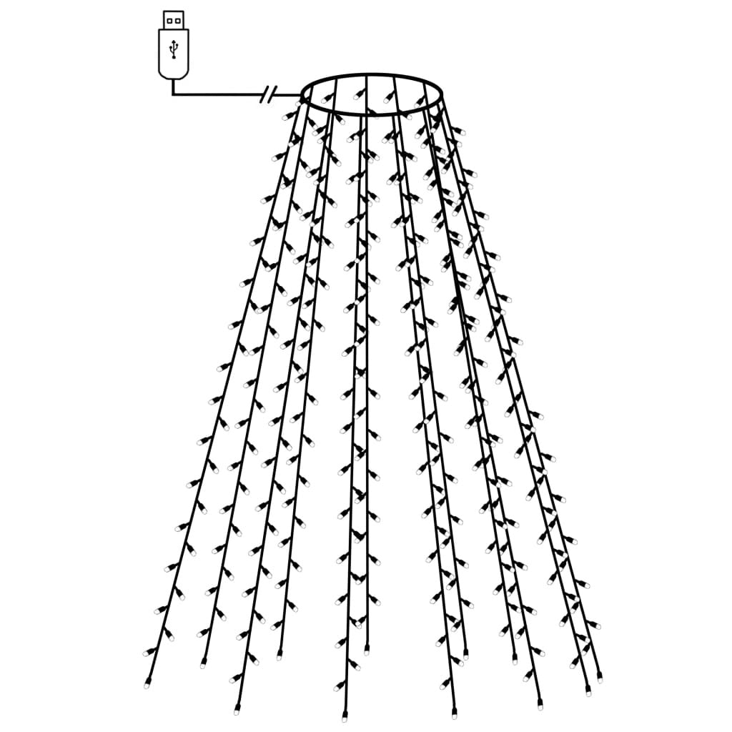 Vidaxl Red De Luces Para Árbol De Navidad 210 Led Blanco Cálido 210 Cm_0