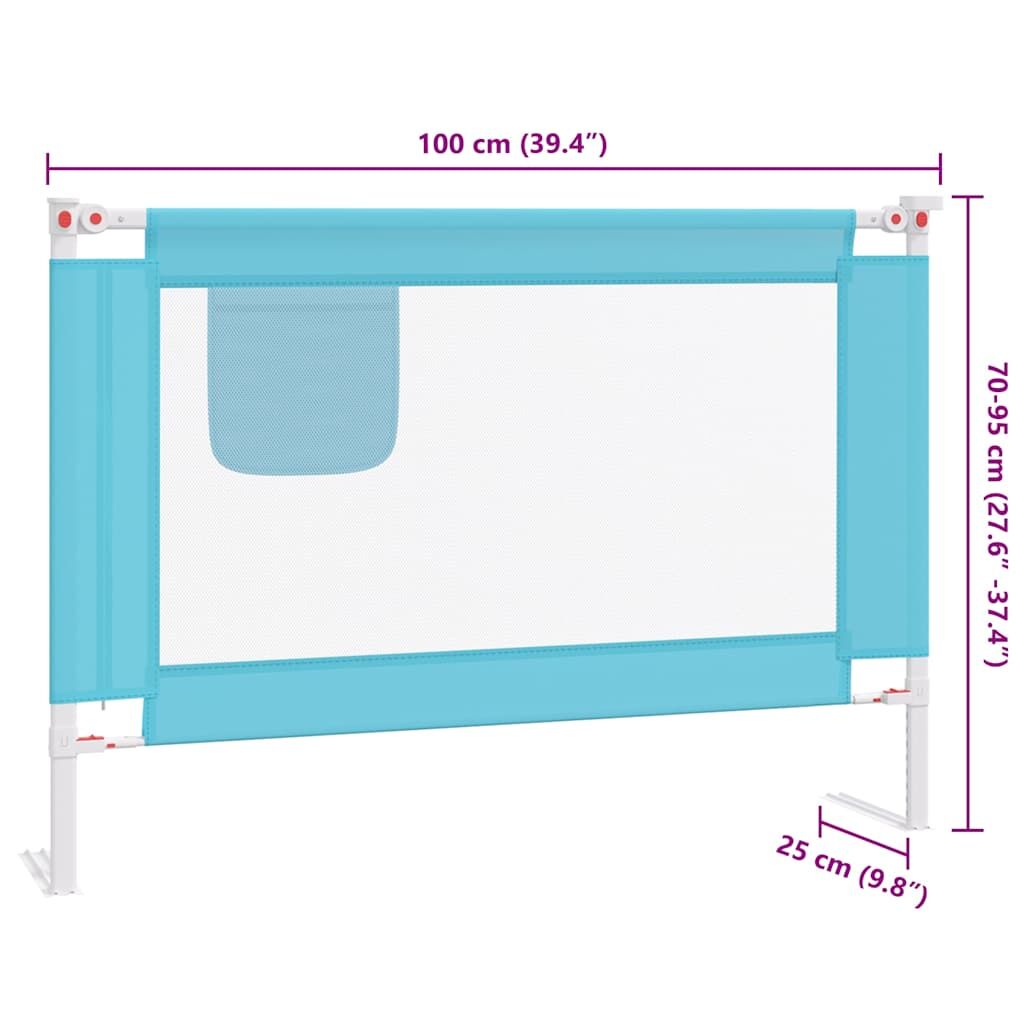 Vidaxl Barandilla De Seguridad Cama De Niño Azul Tela 100x25 Cm_2