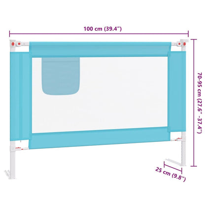 Vidaxl Barandilla De Seguridad Cama De Niño Azul Tela 100x25 Cm_2