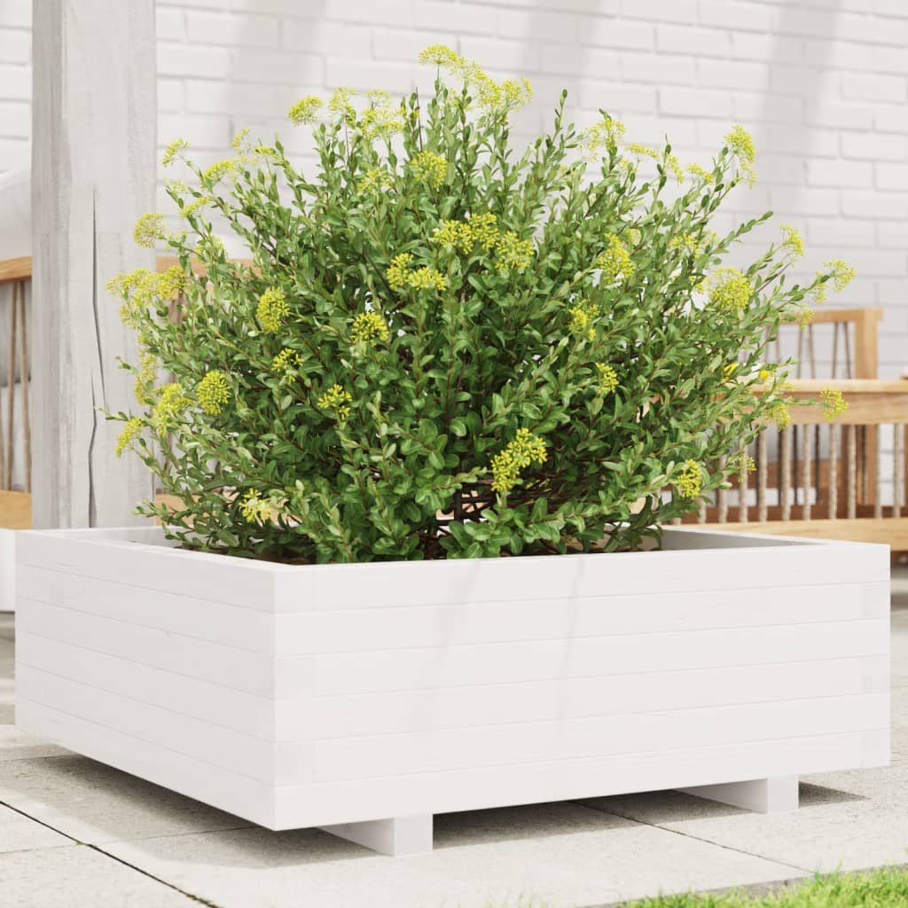 Jardinera De Madera Maciza De Pino Blanco 70x70x26,5 Cm_1