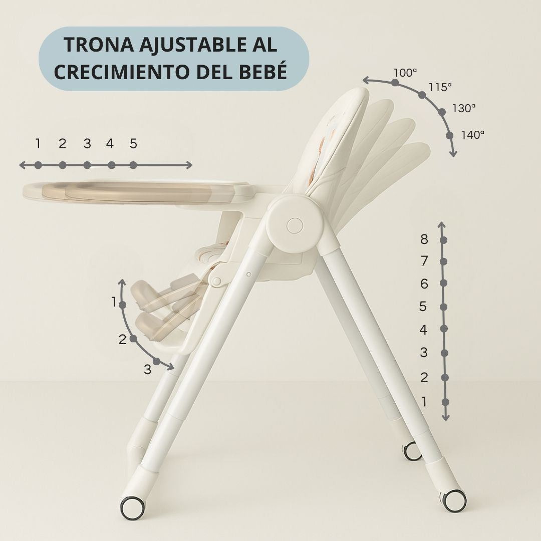 Trona Blanca Evolutiva 3 En 1 | Plegable Y Portátil Con Altura | Reposapiés | Respaldo Y Bandeja Todo Ajustables_5