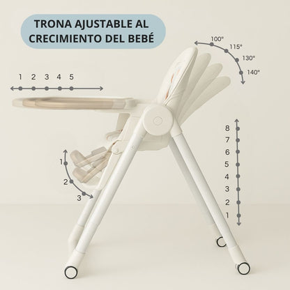 Trona Blanca Evolutiva 3 En 1 | Plegable Y Portátil Con Altura | Reposapiés | Respaldo Y Bandeja Todo Ajustables_5