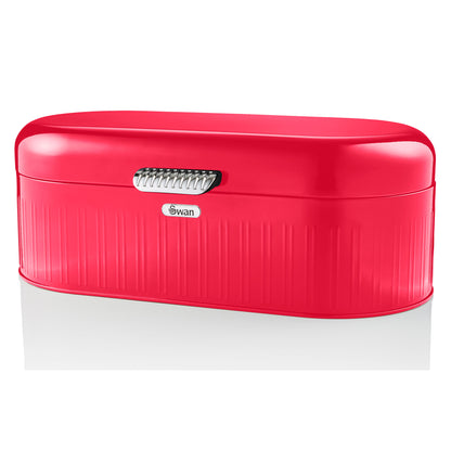 Retro Bin Panera De Mesa Para Guardar Pan, Bollería, Diseño Vintage, Bread Bin, Caja Metal Swan Swka1014rn, Rojo